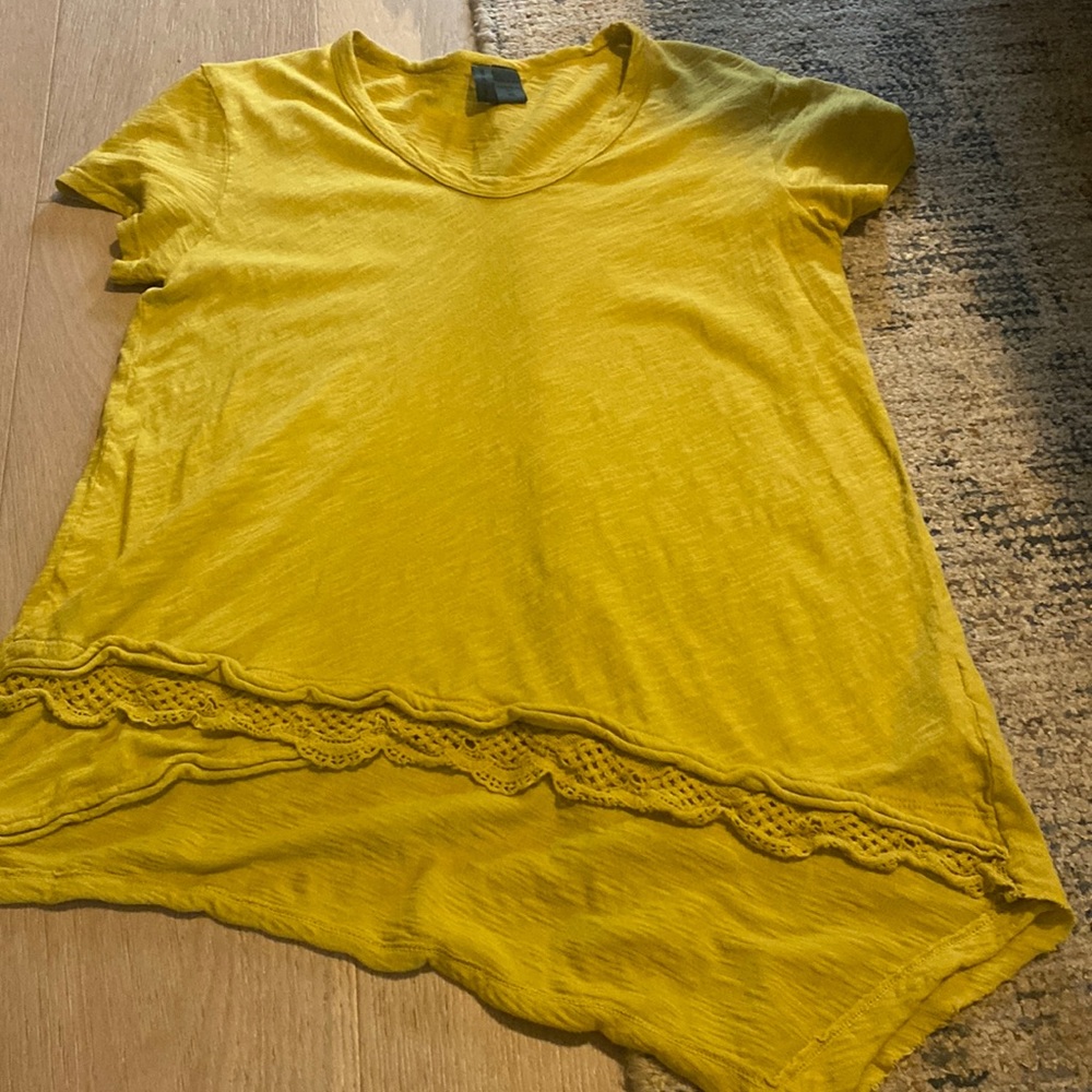 Anthropology chartreuse asymmetrical top  sz XS